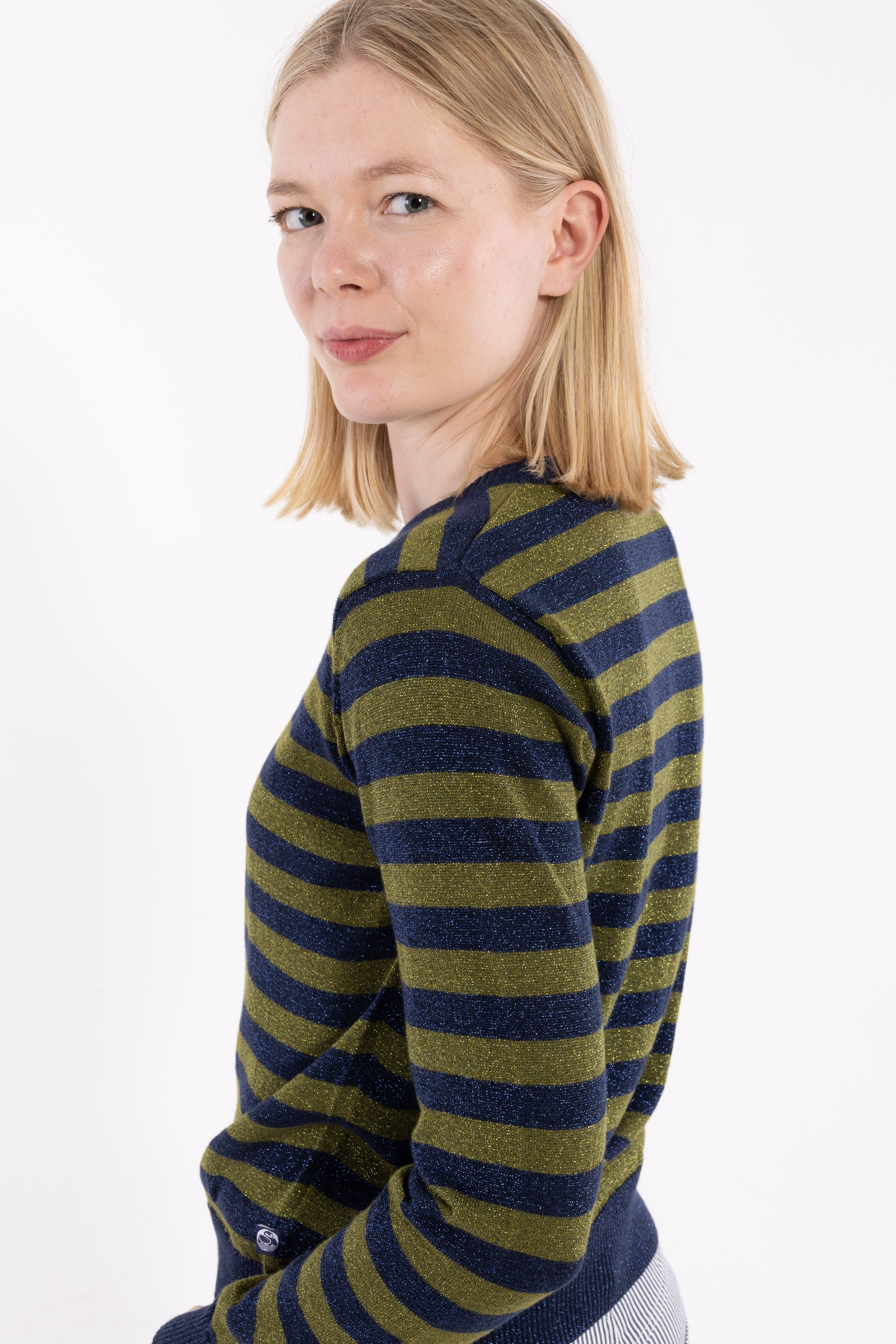 Danesaga Glitter Cardigan Dk Navy/Olive