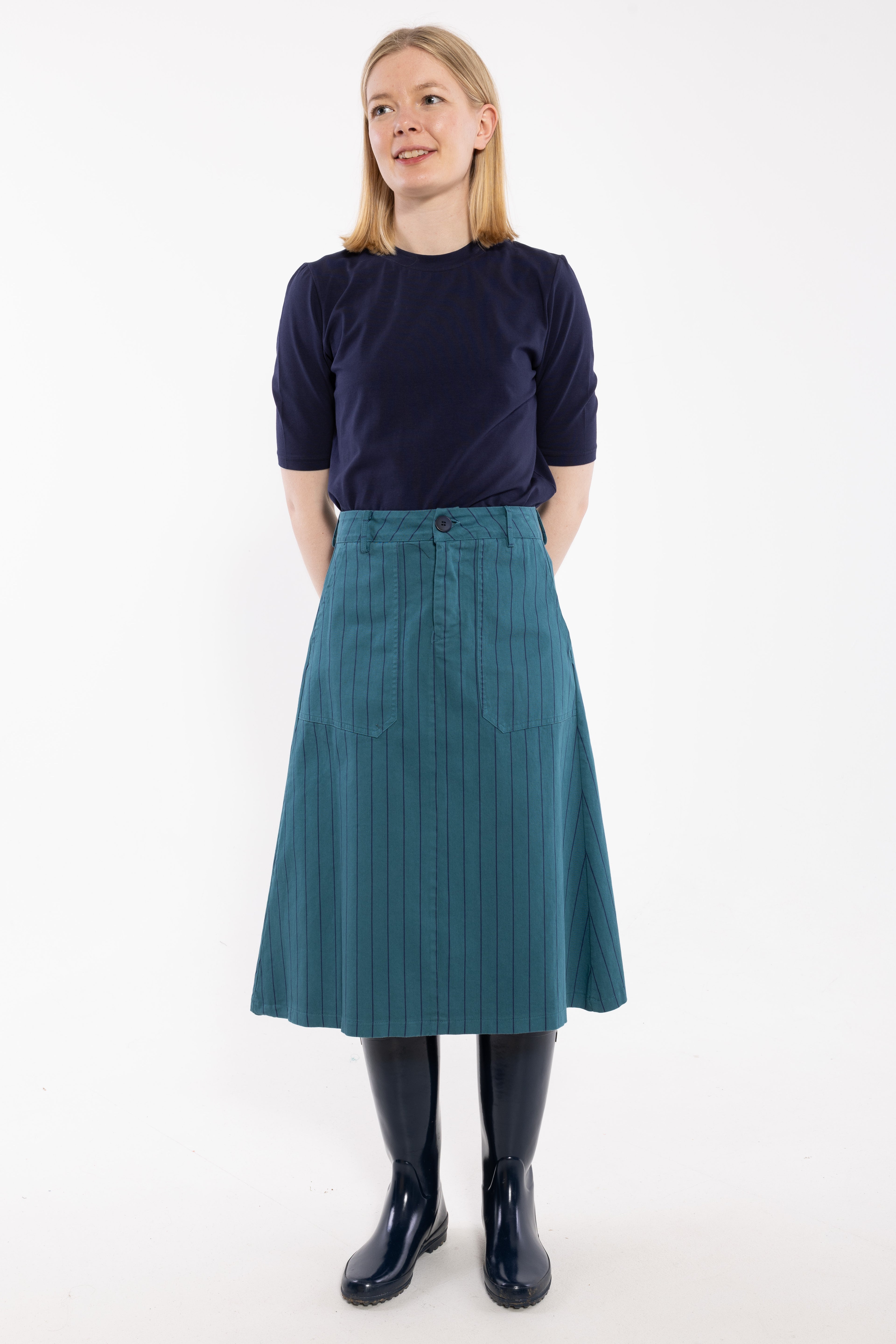 Danesweetie Stretch Canvas Skirt Dk Slate/Dk Navy