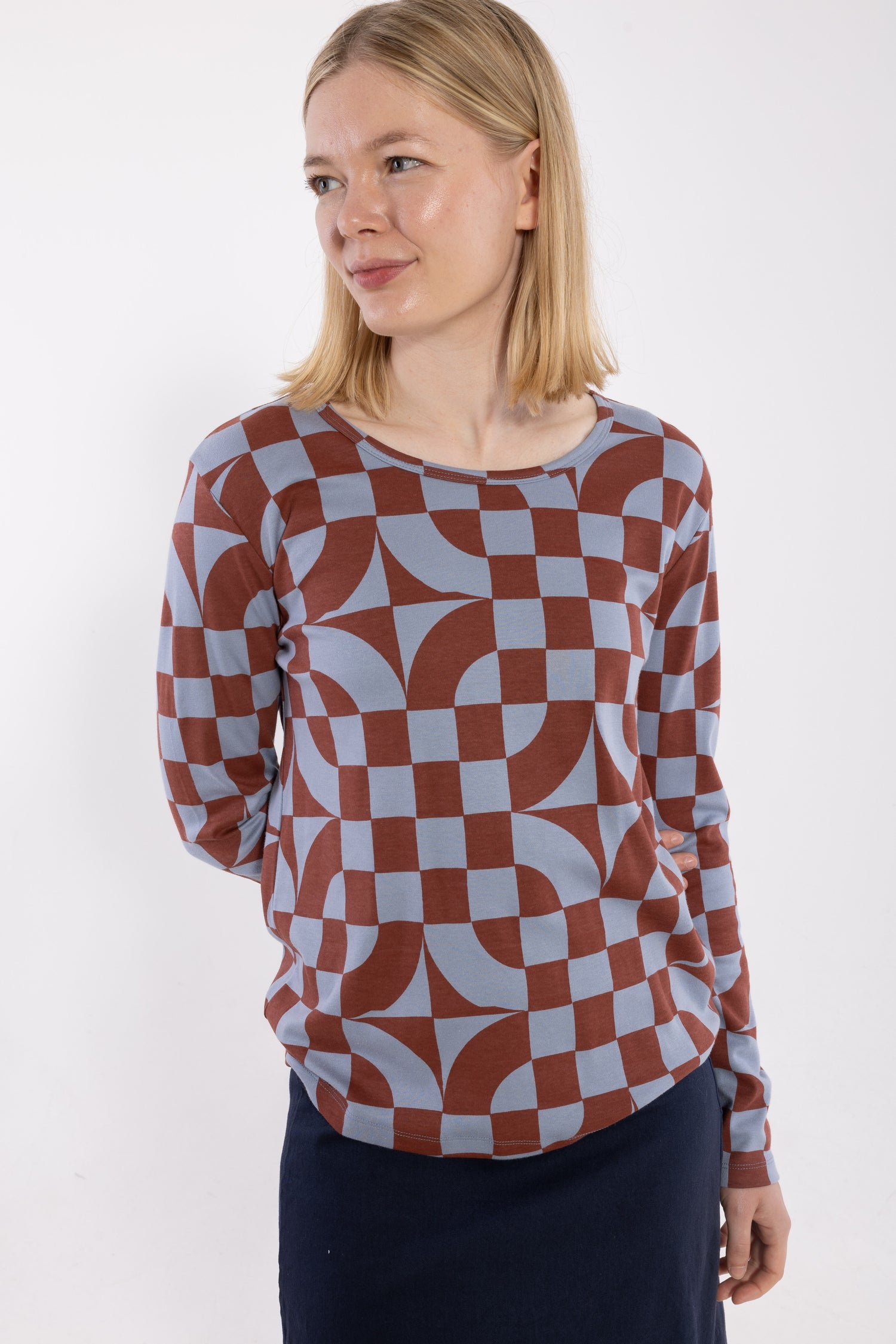 Danelotte Interlock Tee Lt Blue Grey CHECKITOUT