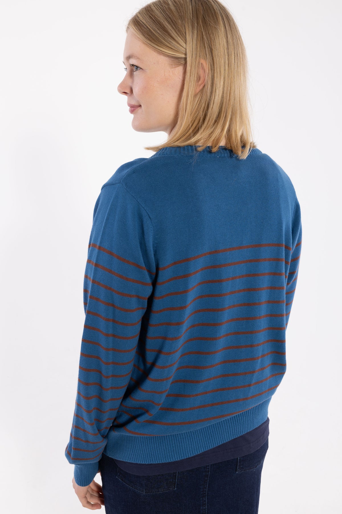 Danejolly Cotton Cardigan Ocean Blue/Dk Merlot