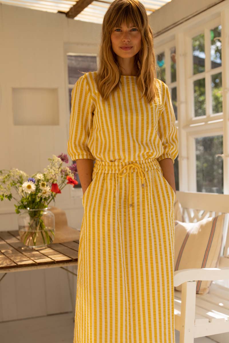 Danespresso Seersucker Skirt Faded Yellow/Chalk