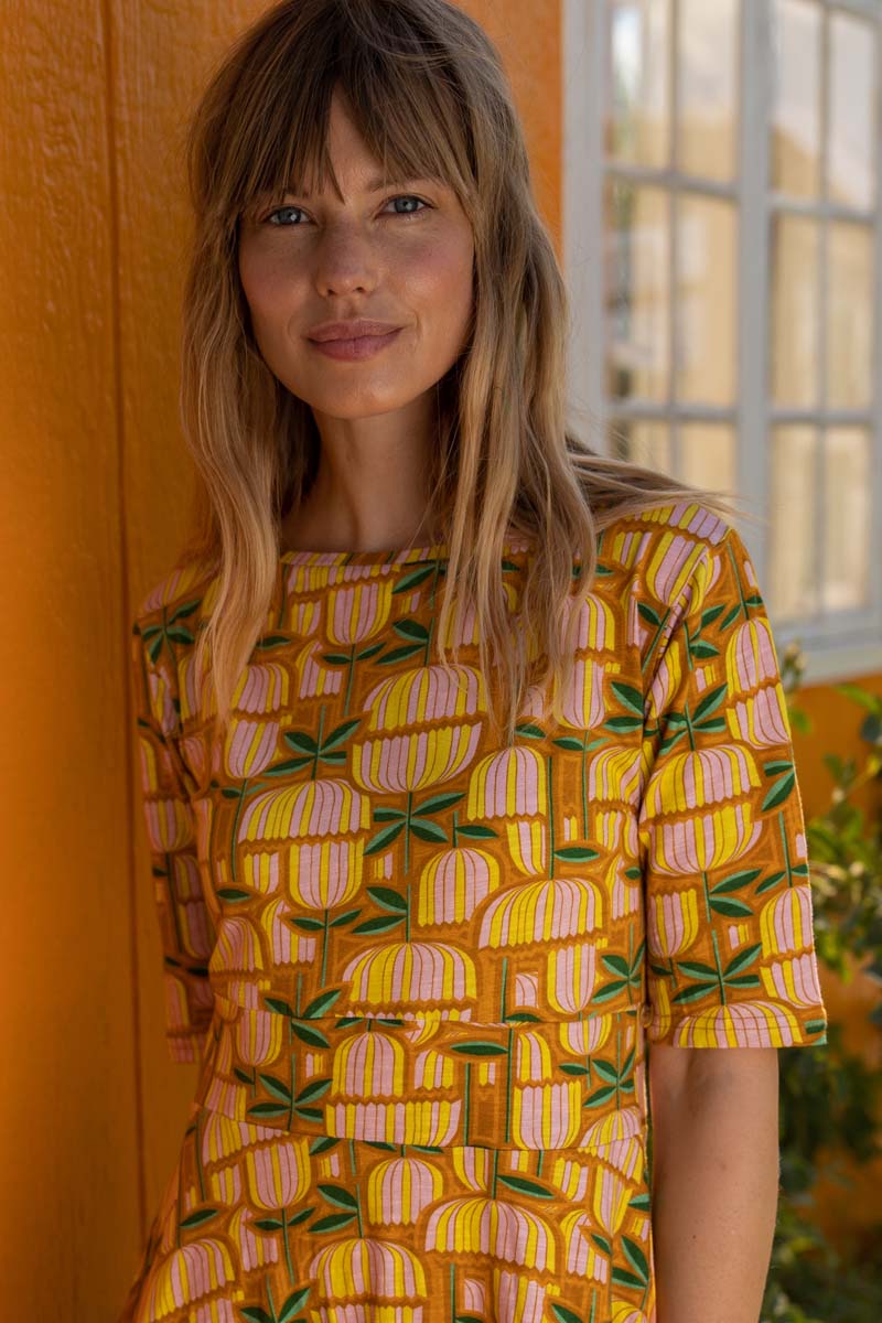 Danecharlotte Slub Dress Yellow Mix GERMANITE