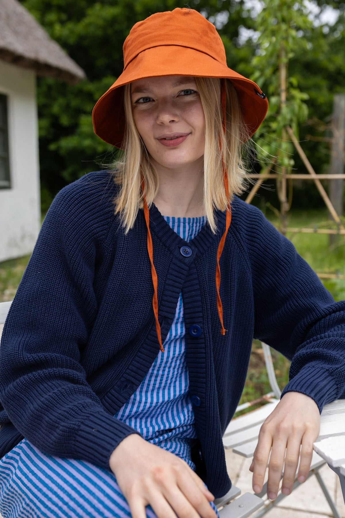Flot chunky cardigan i navyblå til kvinder