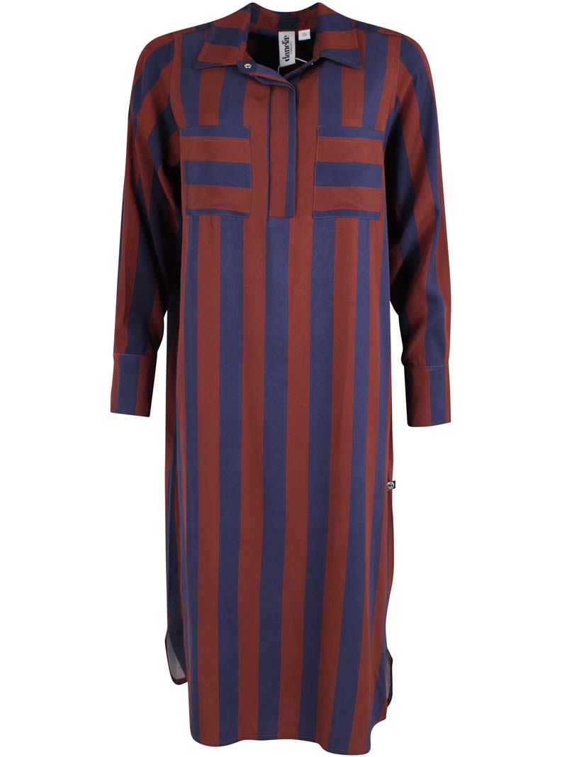 Danefolk Sateen Twill Dress Dk Navy/Dk Merlot