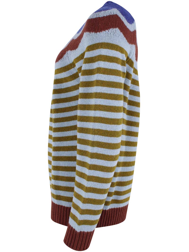 Daneglamping Wool Sweater Lt Blue Grey/Olive
