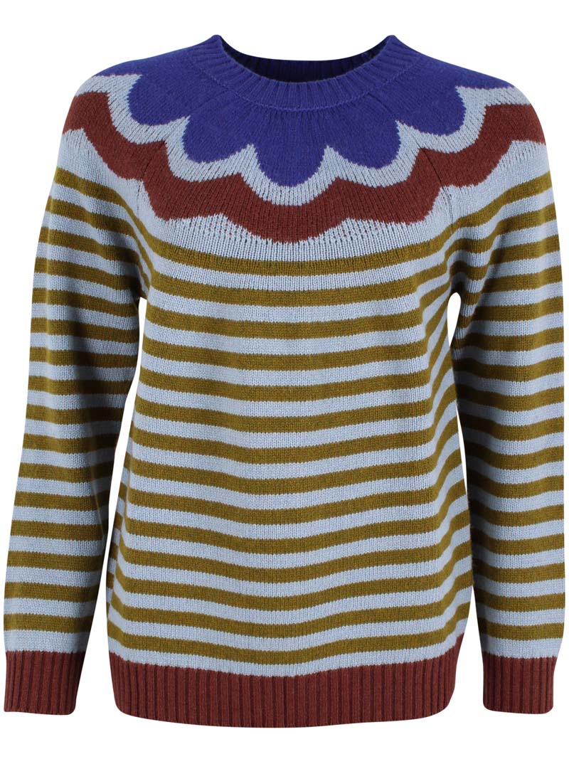 Daneglamping Wool Sweater Lt Blue Grey/Olive