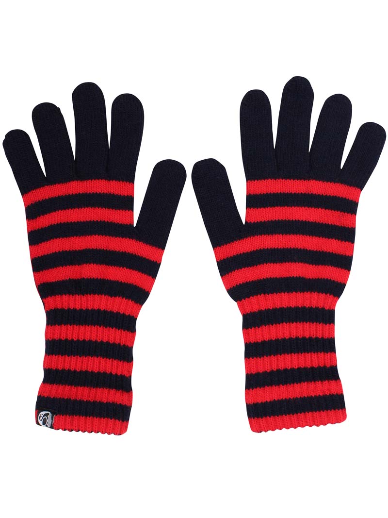 Danefæ Uldhandsker med striber i blå og rød.