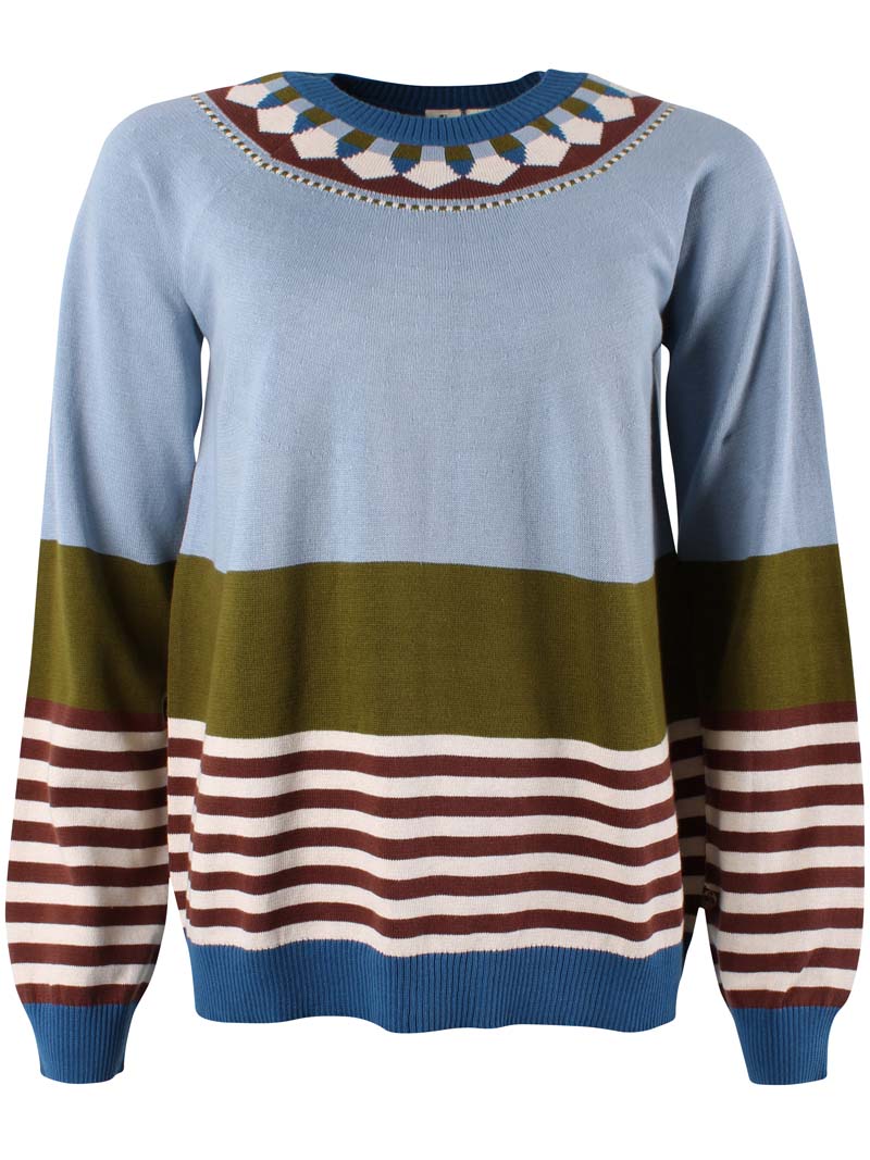 Danehappy Cotton Sweater Lt Blue Grey/Olive