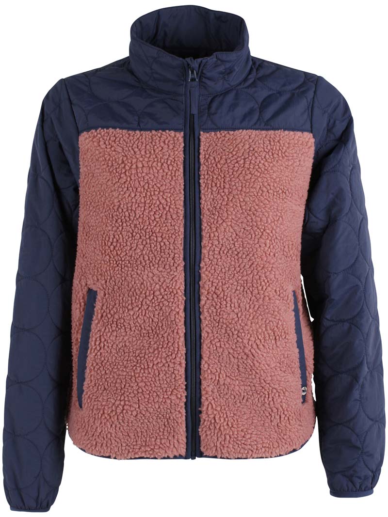Navyblå og rosa zip-up i fleece og termo til damer