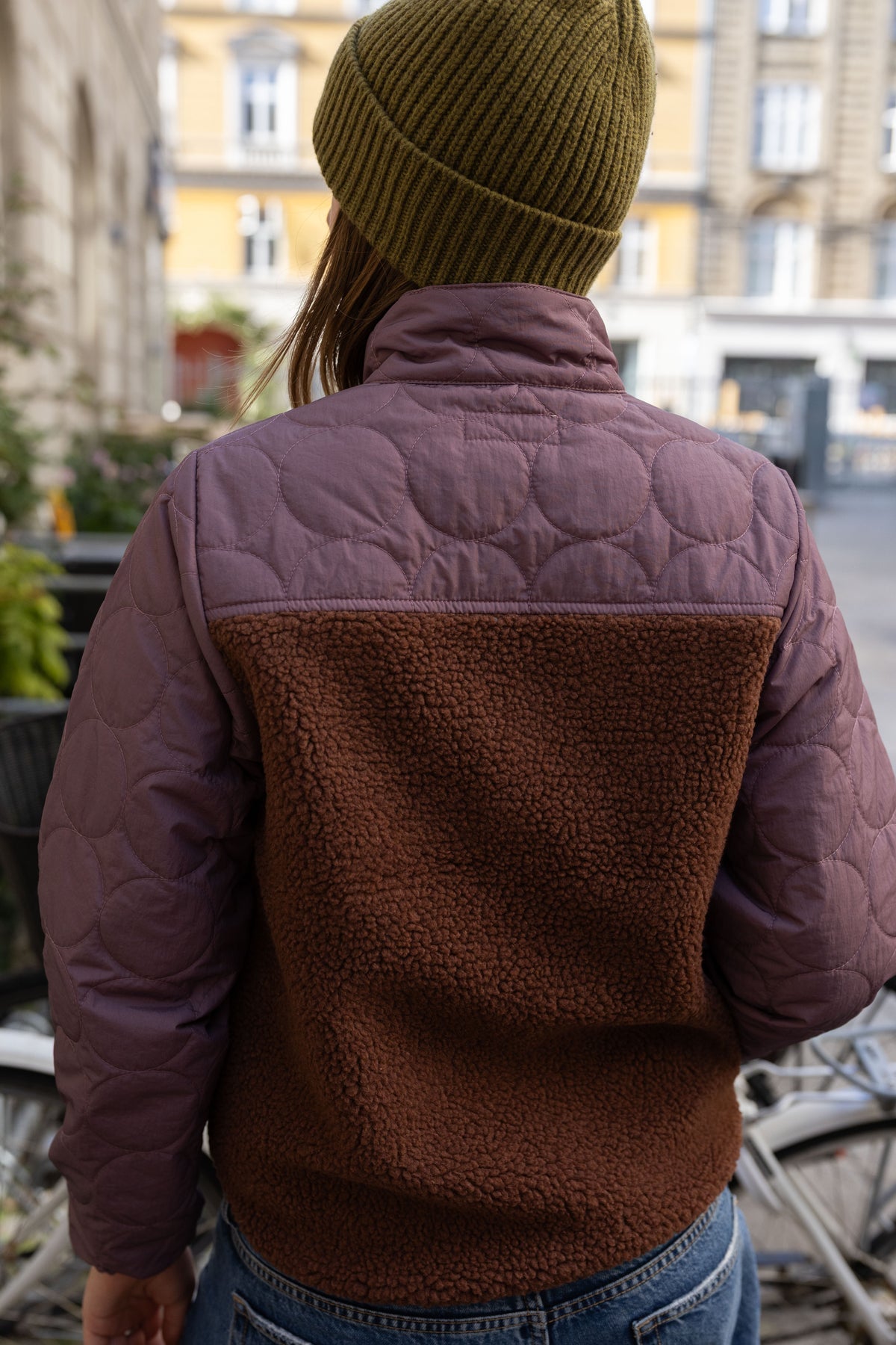 Tofarvet zip-up jakke i fleece og termo til kvinder