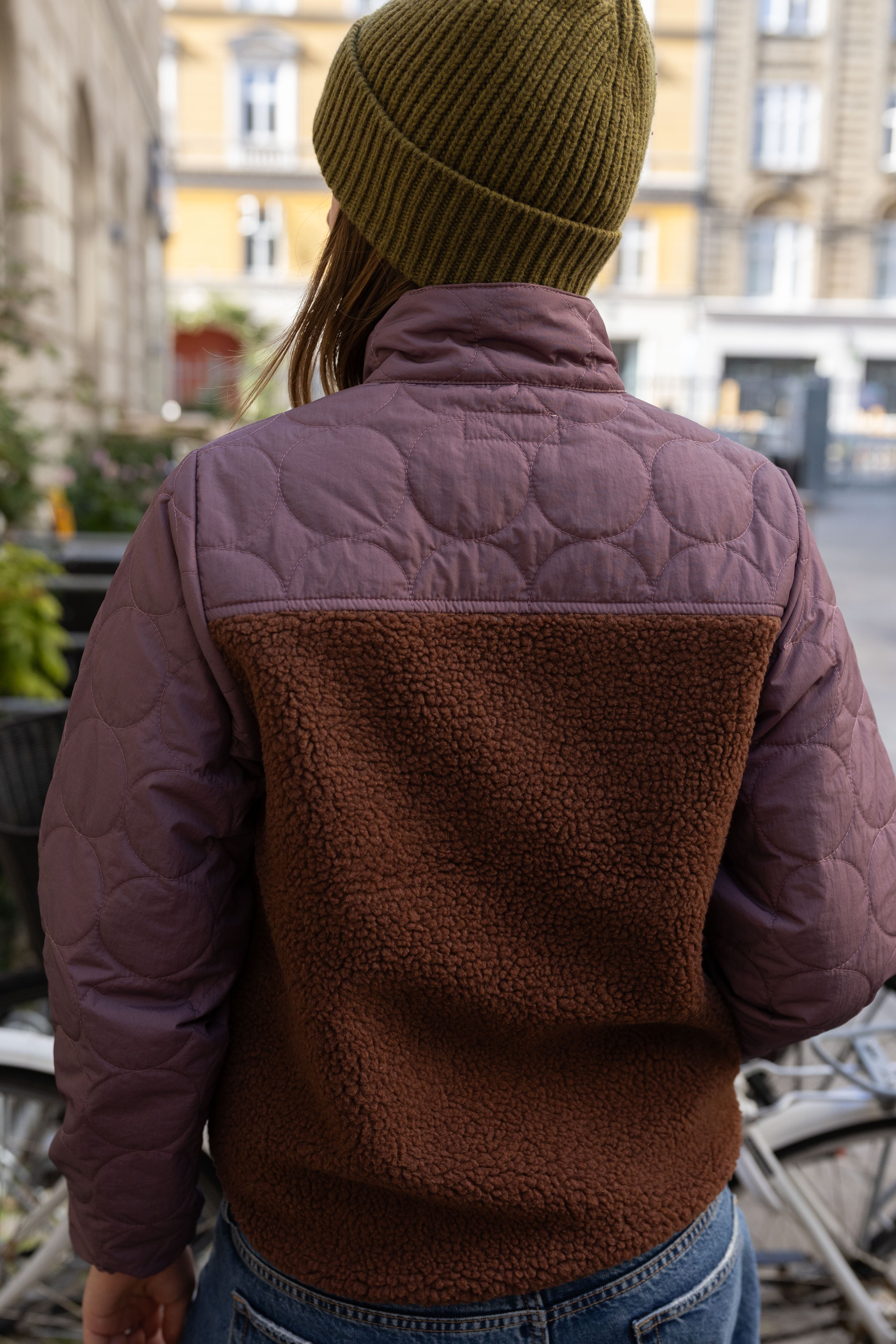 Tofarvet zip-up jakke i fleece og termo til kvinder