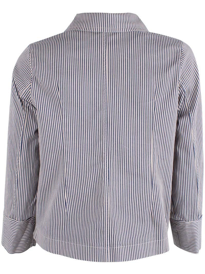 Fin canvasblazer med navyblå og hvide striber til kvinder