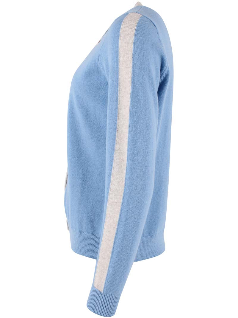 Danelife Merino Wool Cardigan Lt Blue Grey