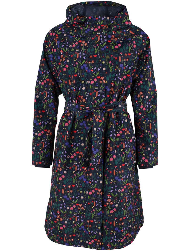 Vandtæt regnfrakke med blomstret mønster til kvinder