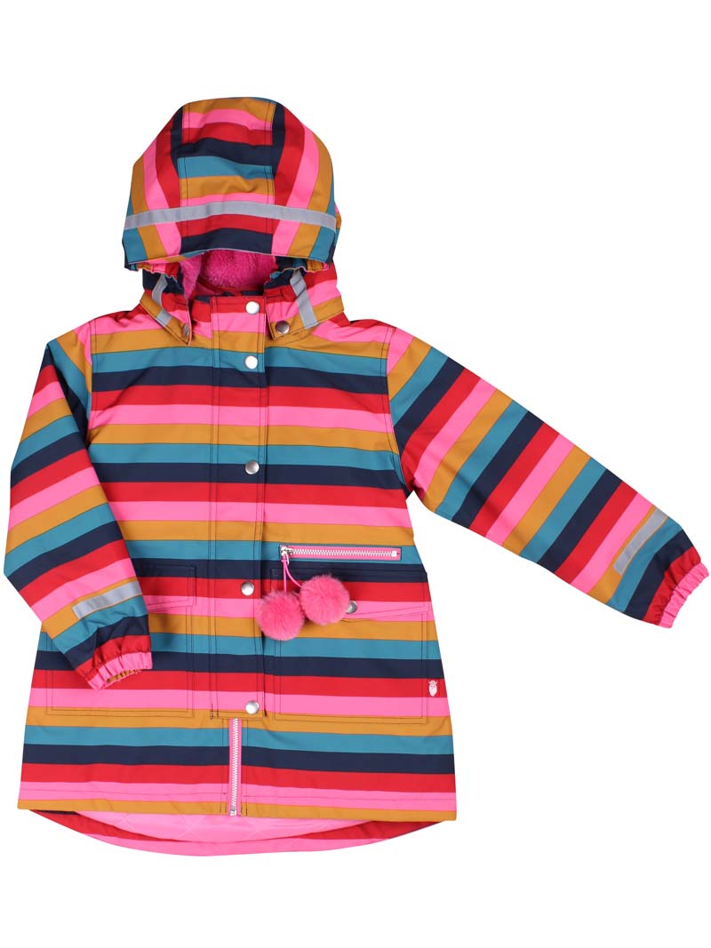 Stribet vinterjakke til pige