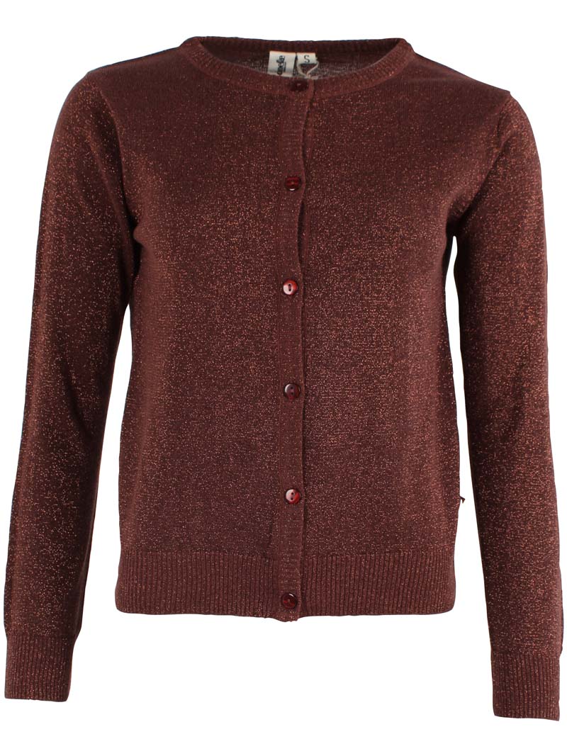 Fin glittercardigan i brunlig nuance til kvinder