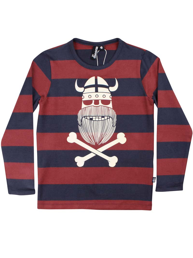 Stribet bluse til børn med vikingedødningehoved