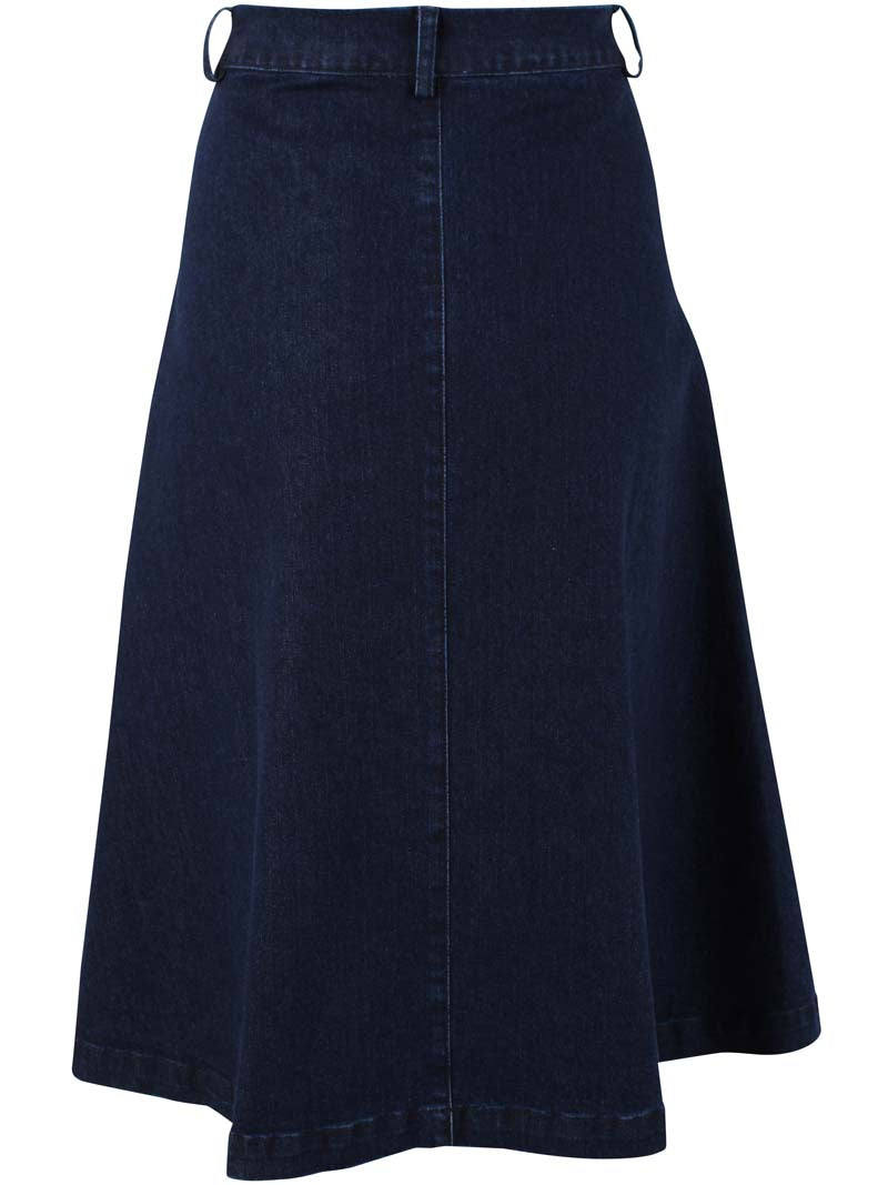 Klassisk nederdel i denim til kvinder