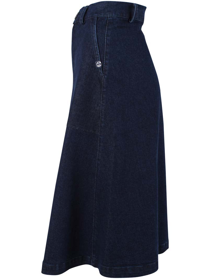 Klassisk nederdel i denim til kvinder