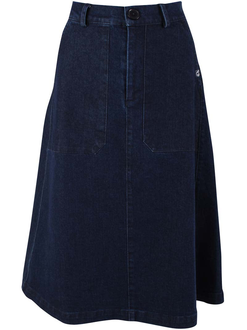 Klassisk nederdel i denim til kvinder