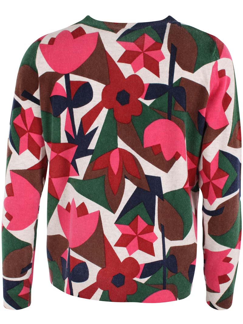 Danevibe Merino Wool AOP Sweater Lt Beige GEOFLEUR