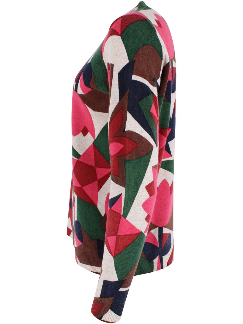 Danevibe Merino Wool AOP Sweater Lt Beige GEOFLEUR