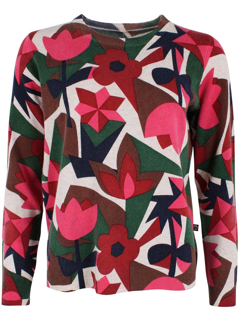 Danevibe Merino Wool AOP Sweater Lt Beige GEOFLEUR