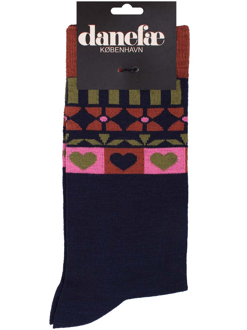 Danewalk With Me Socks Dk Navy FOLKLORIC