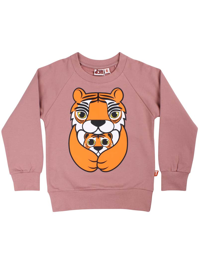 Skøn sweatshirt til børn med sødt print af tigermor og unge
