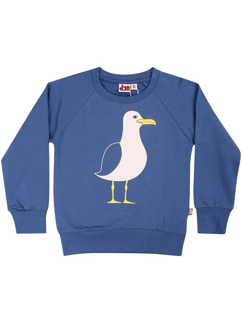 Skøn blå sweatshirt til børn med print af måge