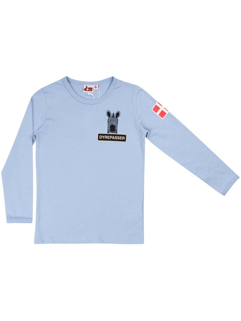 Sød langærmet dyrepasser bluse til børn med print af zebra
