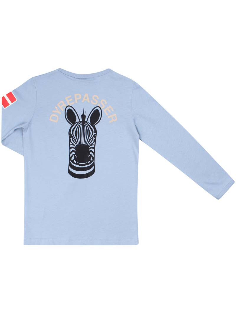 Sød langærmet dyrepasser bluse til børn med print af zebra