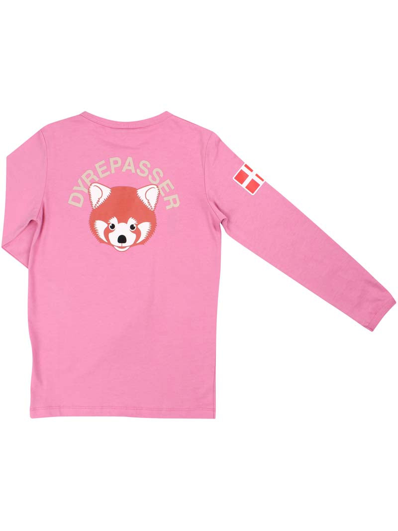 Sød langærmet dyrepasser bluse til børn med print af rød panda