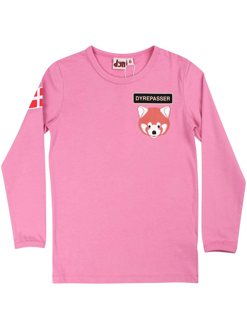 Sød langærmet dyrepasser bluse til børn med print af rød panda