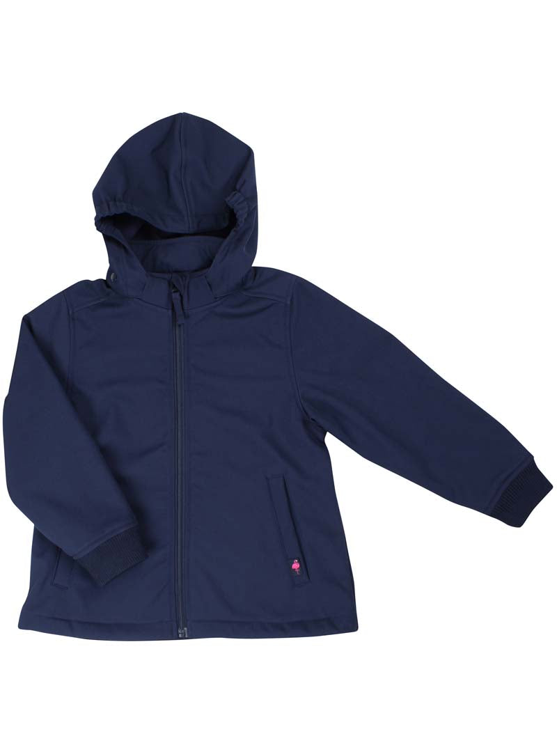 Smart softshell jakke til børn med print af flamingo på ryggen