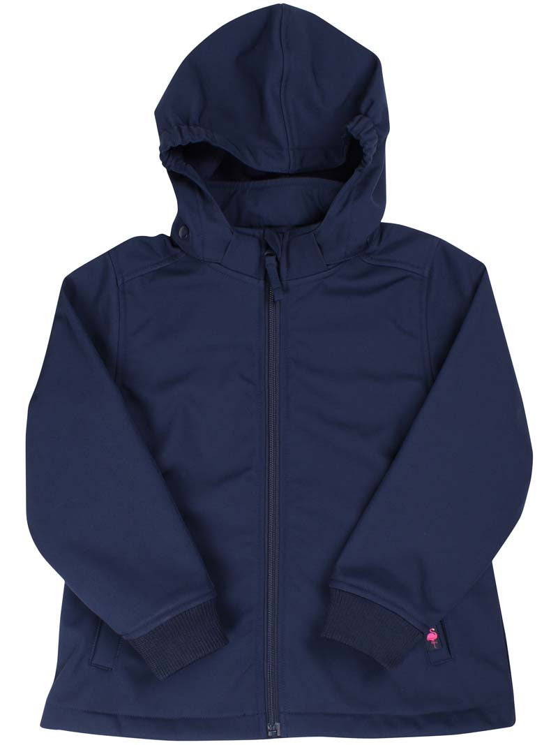 Smart softshell jakke til børn med print af flamingo på ryggen