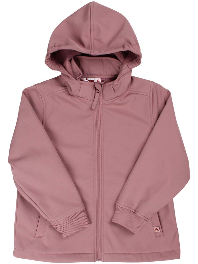 Fin softshell jakke til børn med print af en rød panda på ryggen