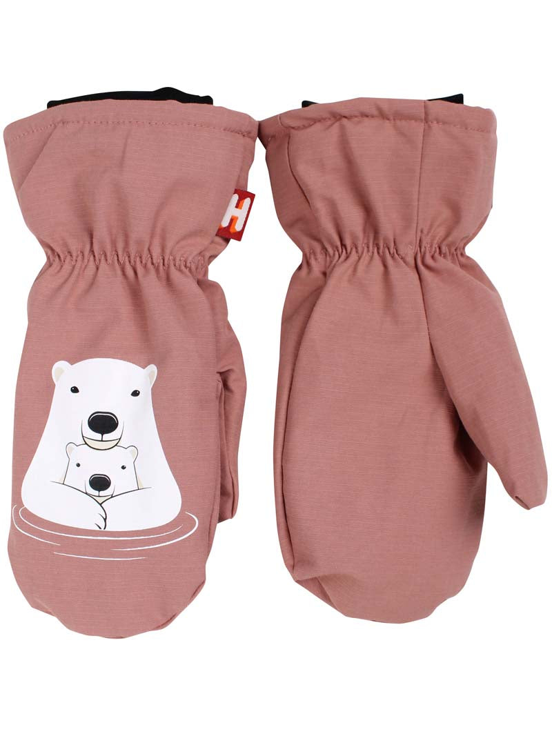 Fine vandtætte luffer til børn med print af isbjørnemor og unge