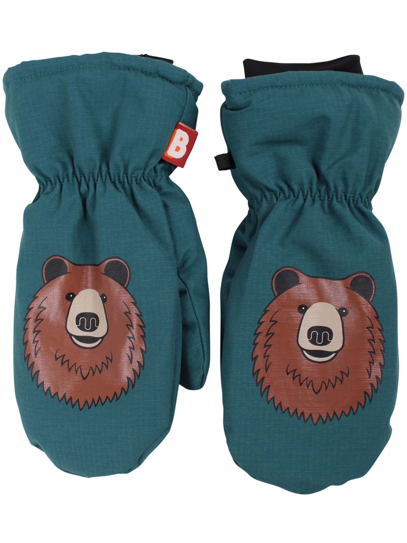 Fine vandtætte luffer til børn med print af brun bjørn