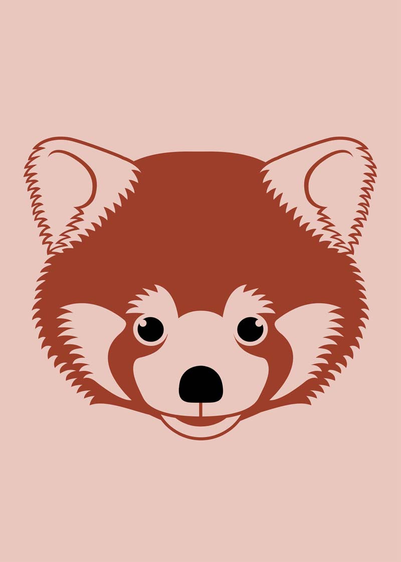 Sødt postkort med motiv af rød panda