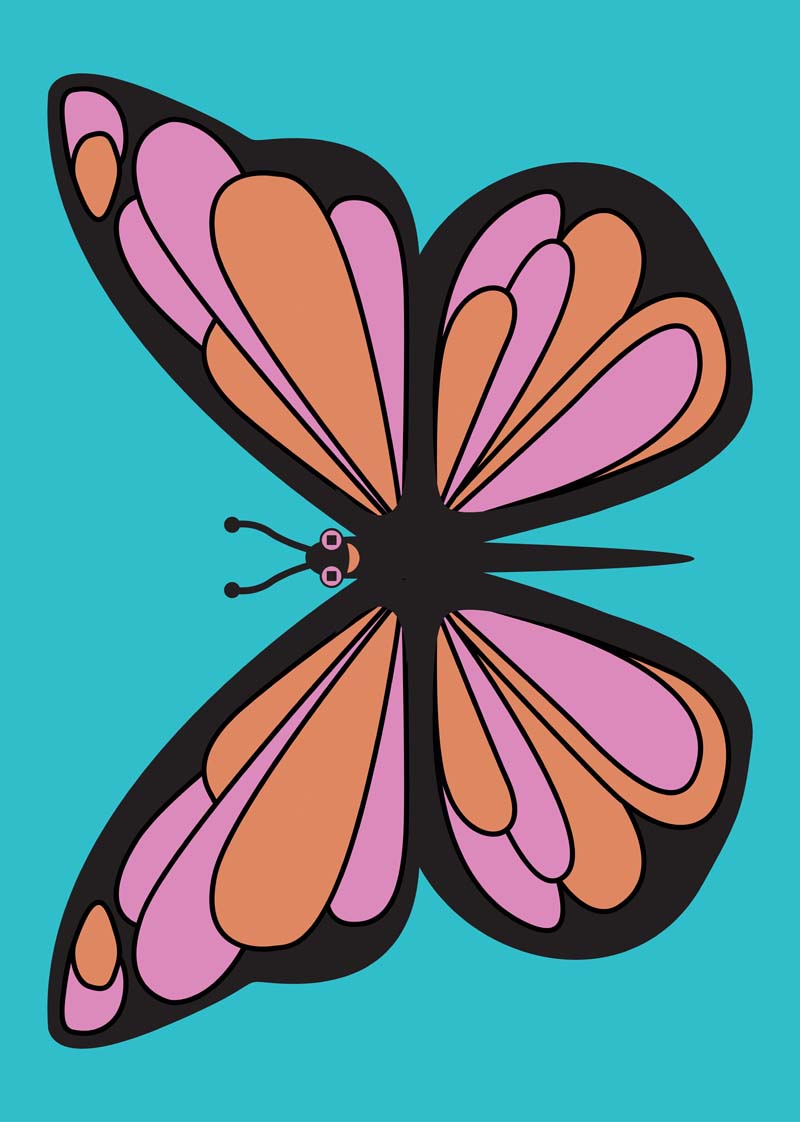 Sødt postkort med motiv af sommerfugl