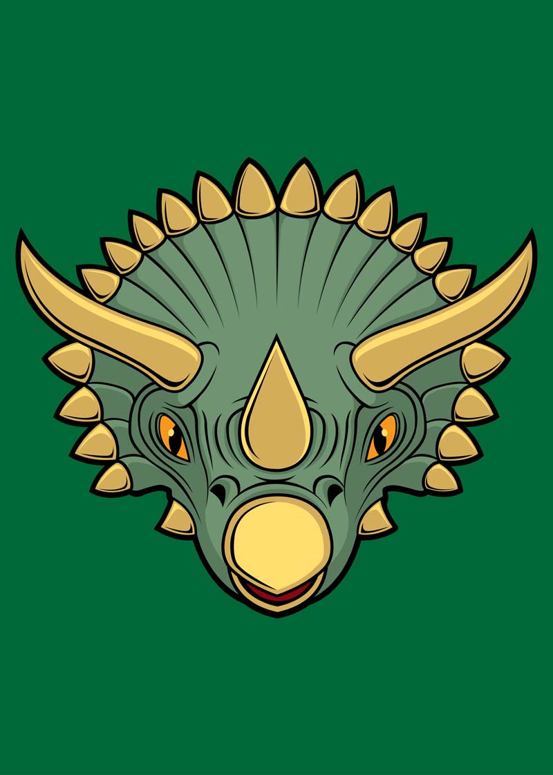 Fint postkort med motiv af triceratops dinosaur