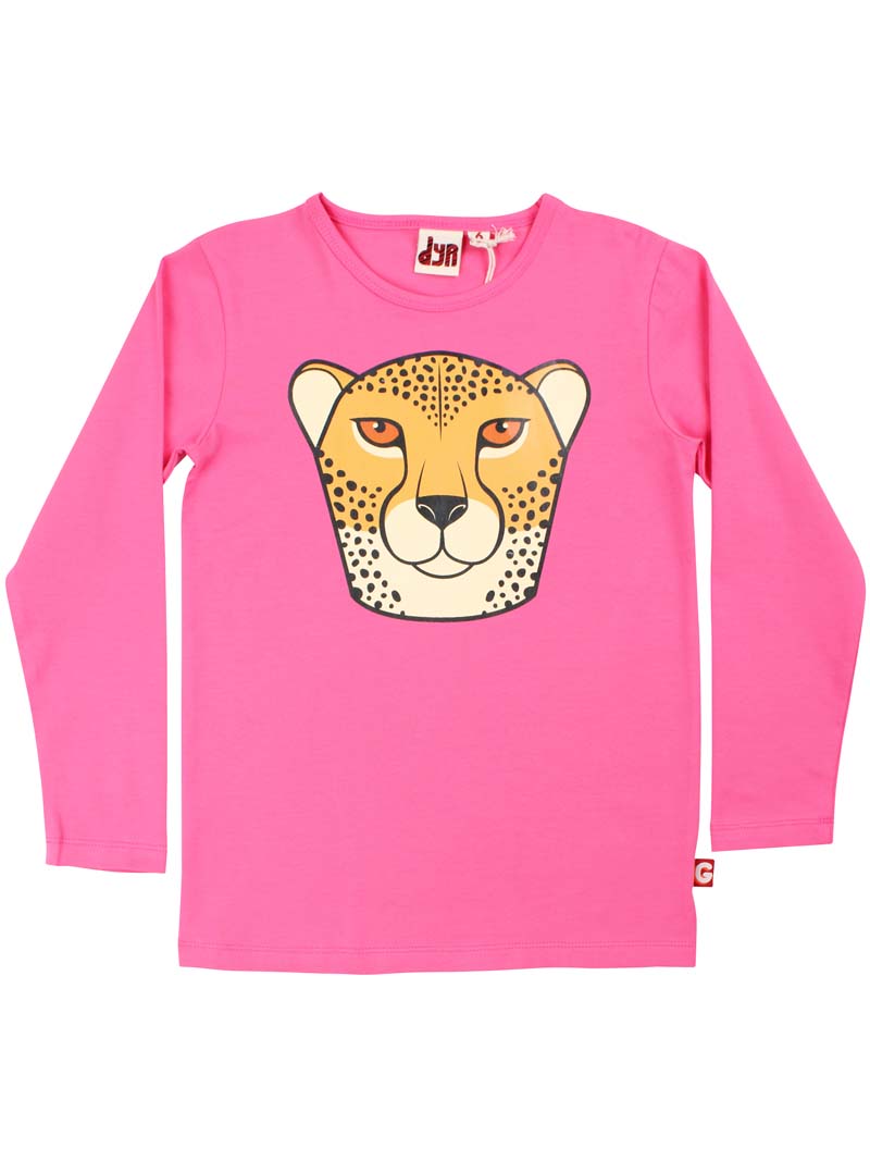 Lækker lyserød bluse til børn med print af gepard