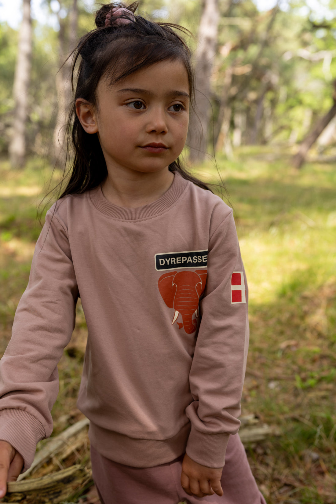 Sød dyrepasser sweater til børn med print af elefant