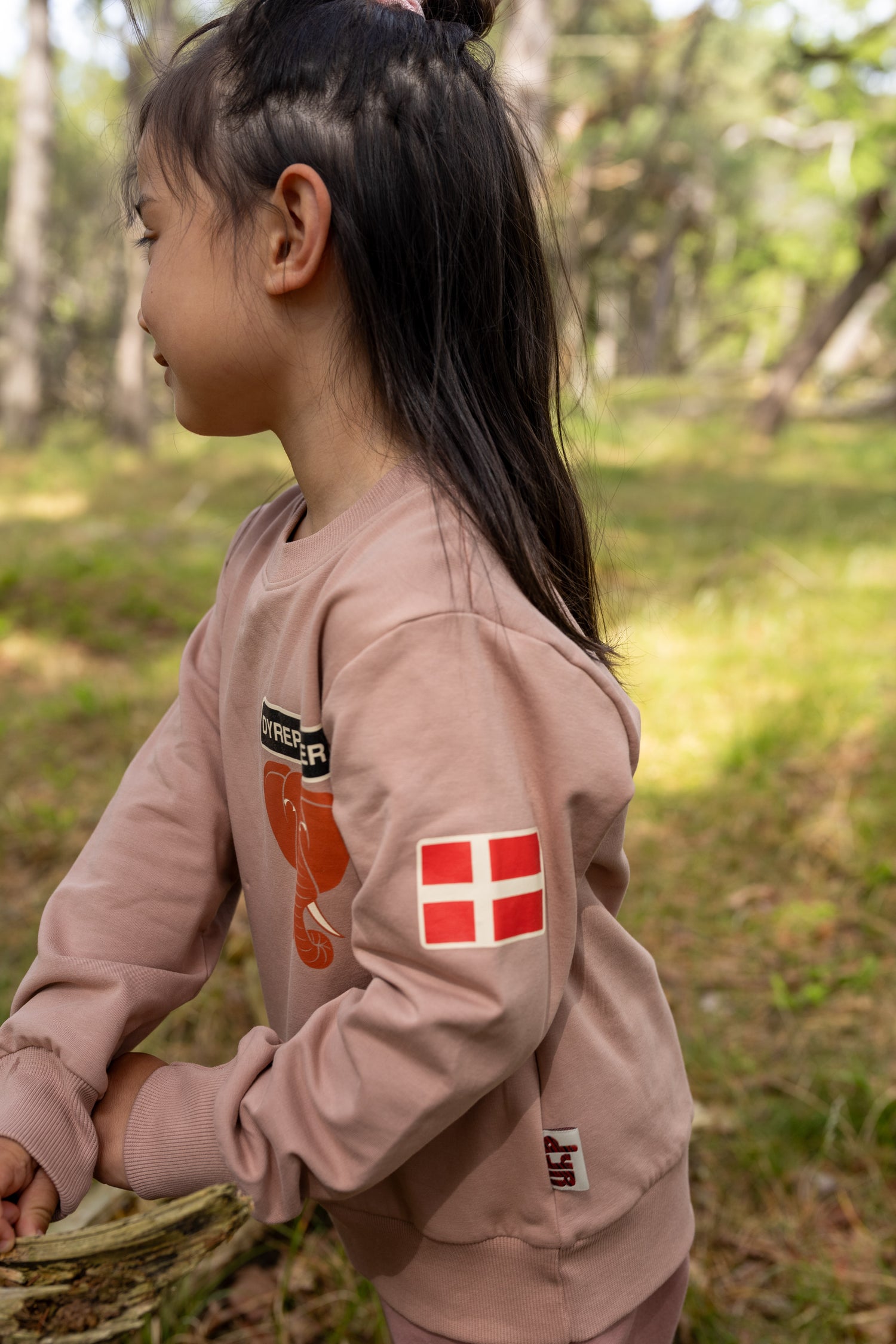 Sød dyrepasser sweater til børn med print af elefant