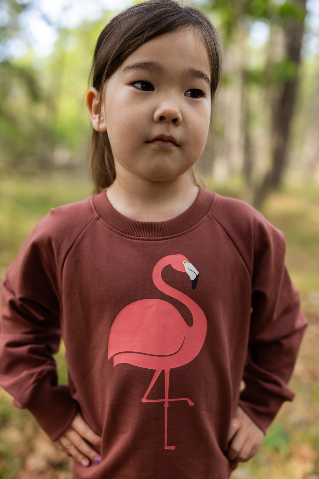 Skøn sweatshirt til børn med print af flamingo