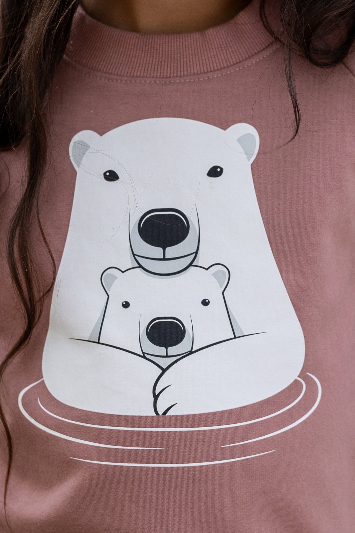 Skøn sweatshirt til børn med sødt print af isbjørnemor og unge