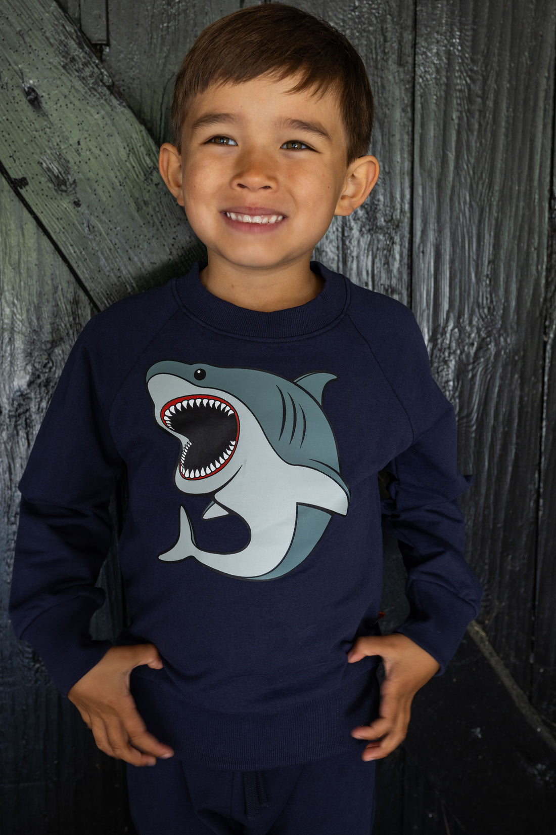 Skøn sweatshirt til børn med print af sej hvidhaj