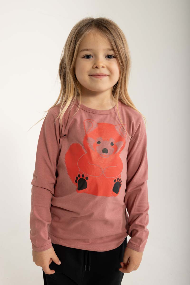 bluse med rød panda