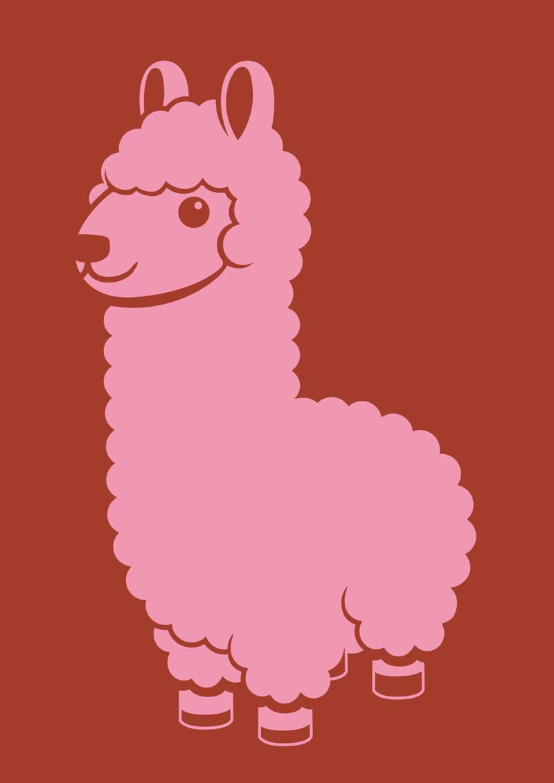 Sødt postkort med motiv af lama